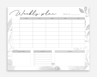 Black and White Weekly Planner Printable - Etsy