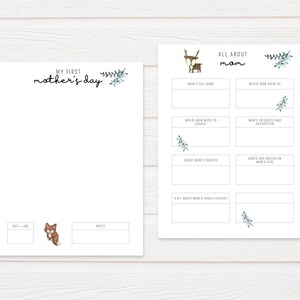 Puede incluir: Un folleto de actividades para el D&iacute;a de la Madre imprimible con una linda ilustraci&oacute;n de un zorro. El folleto incluye indicaciones para completar sobre mam&aacute;, como su nombre completo, d&oacute;nde creci&oacute; y sus intereses.