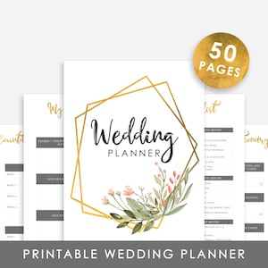 PRINTABLE Wedding Planner Book 50 Pages, Printable Wedding Planner, Wedding Binder, Wedding Organizer, Wedding Planning, Wedding Checklist image 1