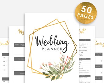 Planificador de bodas imprimible, Lista de verificación de bodas, Planificador del día de la boda imprimible, Planes de boda del planificador, Planificador de bodas, Planificador de bodas