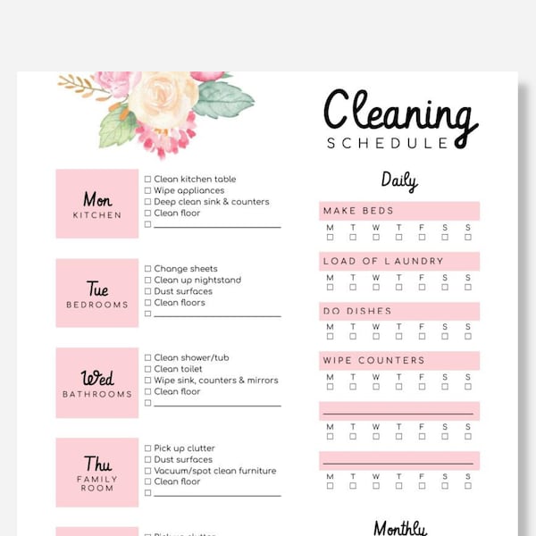 Cleaning Schedule | Editable + Printable