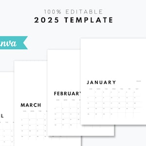 2025 Calendar Canva Template - 100% Editable