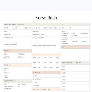 Nurse Report Sheet