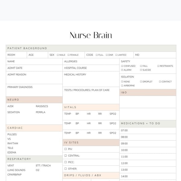 Nurse Report Sheet Log Book Etsy