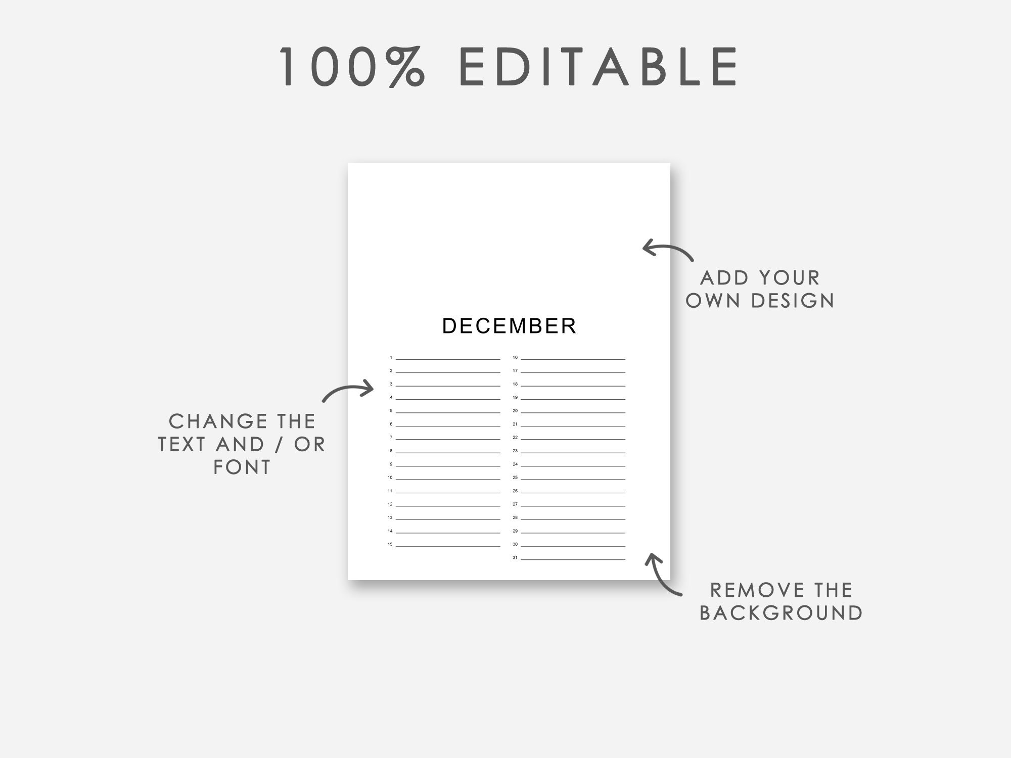 Editable Birthday Calendar Template Editable Perpetual Etsy