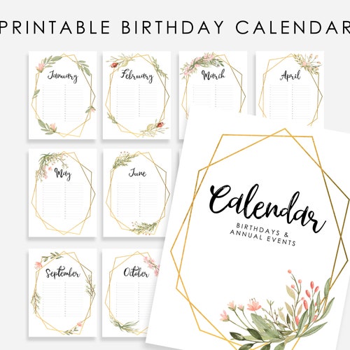 Wedding Guest Book Birthday Calendar Printable Wedding Guest Etsy