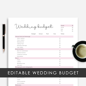 Editable Wedding Budget Template