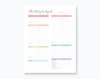 Budget mensile stampabile