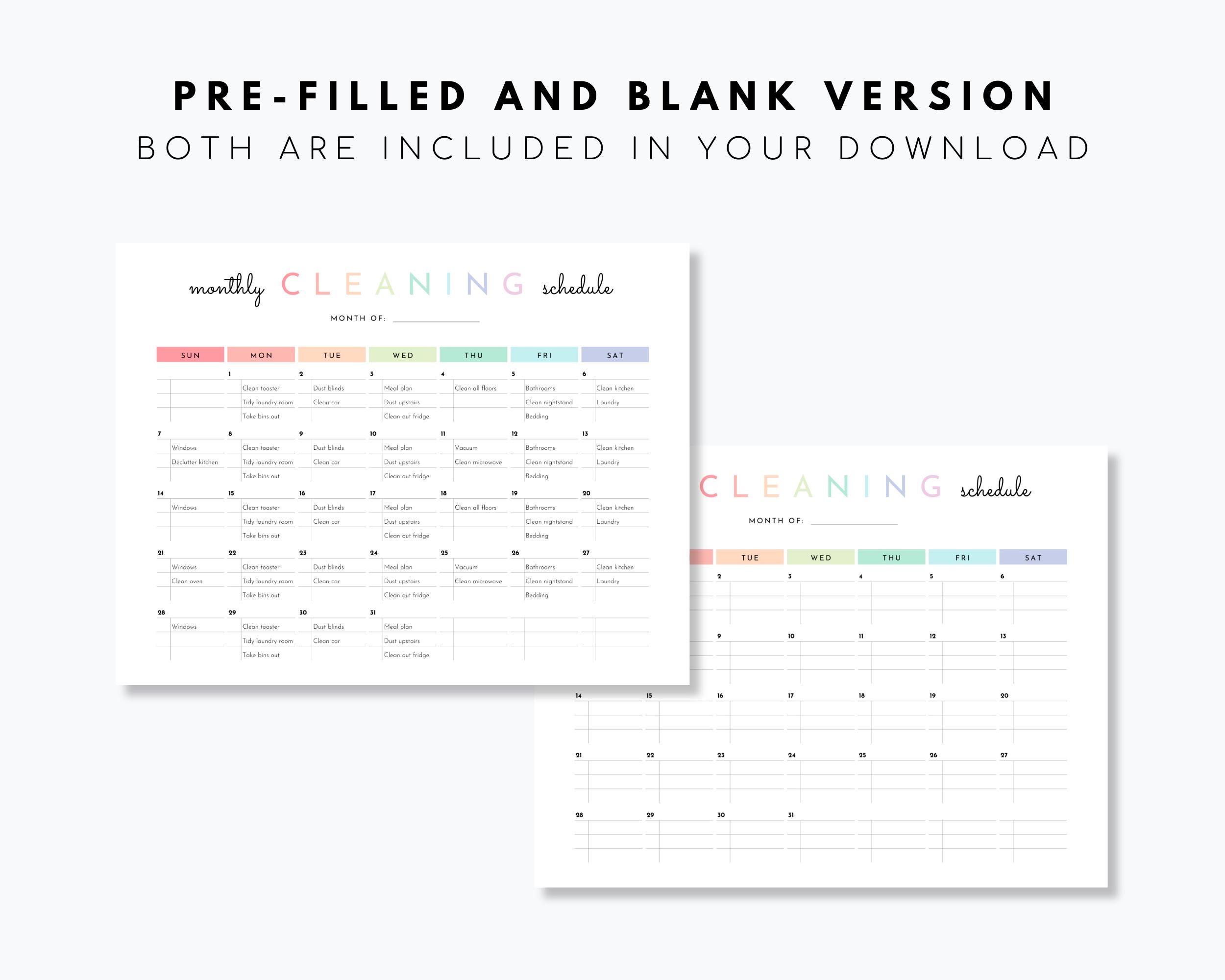 Editable Monthly Cleaning Schedule Canva - Etsy