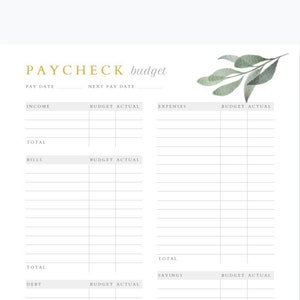 Paycheck Budget Planner | Printable