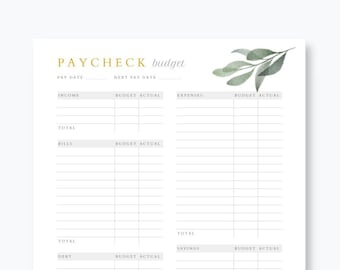 Paycheck Budget Planner | Printable
