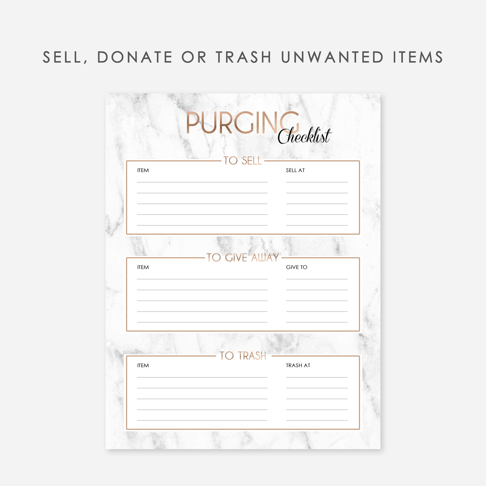 Konmari Decluttering Printable Konmari Printable Marie | Etsy UK