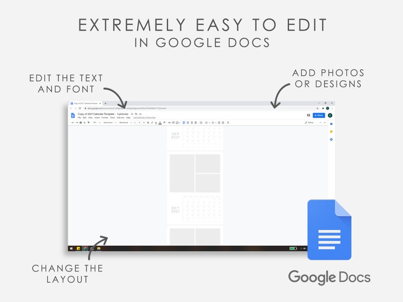 Editable Calendar Template 2021 Google Docs | Etsy Editable Calendar Template 2021 Google Docs | Etsy