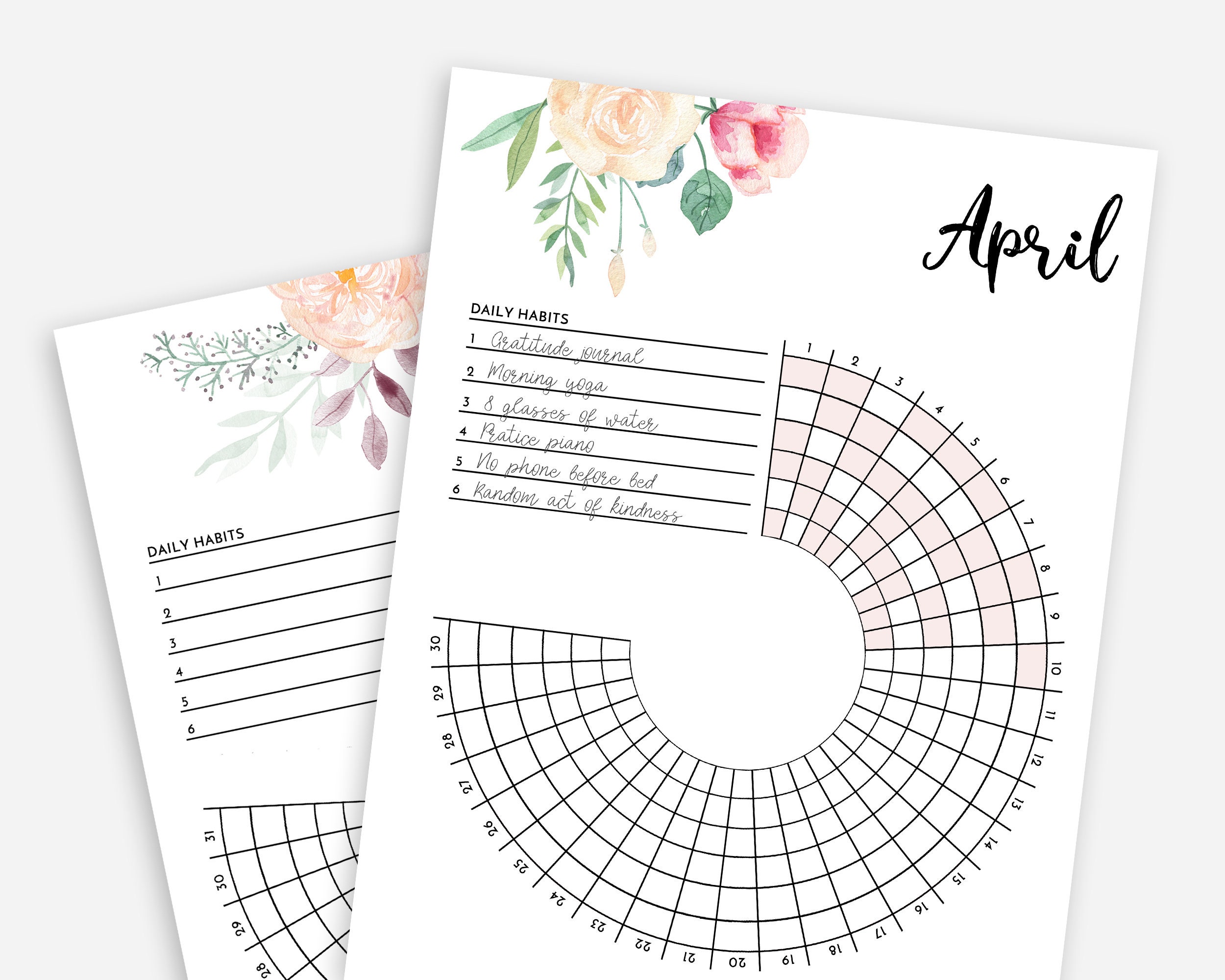 Circular Habit Tracker Printable Etsy