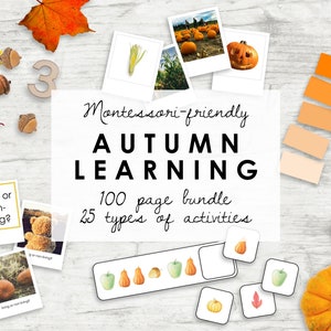 Hojas de trabajo Montessori del paquete de otoño