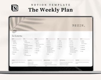 Aesthetic Notion Template Week Planner