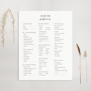 Birth Plan Template Canva, Word, Google Docs and Google Slides