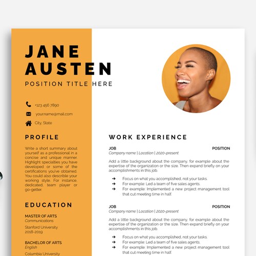 Resume Template for Word Elegant Resume With Photo Manager Etsy