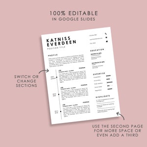 Google Slides Resume Template for Professionals, Minimal Resume Template Google Slides, Resume and Cover Letter Template, Resume Google image 8