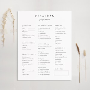 Plan de naissance par césarienne - Modifiable