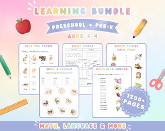 Preschool and Pre-K Learning Binder 1200+ Pages | Preschool Curriculum Bundle Ages 3-4