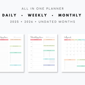 2025 2026 Monthly Planner Printable Daily, Weekly, Monthly 2025 2026 Planner