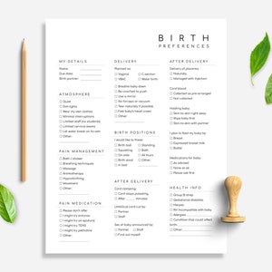 Birth Plan Template | Minimal