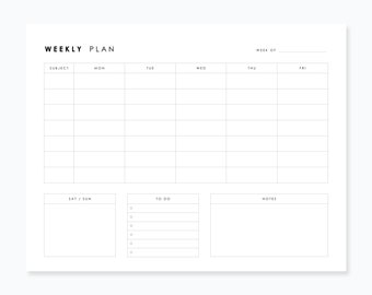 Homeschool Weekly Schedule Printable | Minimal