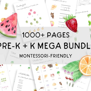 Pre-K + K Learning Bundle | 1000+ Pages | Montessori-Friendly