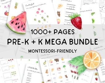 Pre-K + K Learning Bundle | 1000+ Pages | Montessori-Friendly