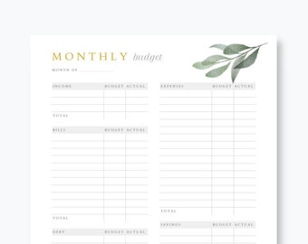 Monthly Budget Planner | Printable