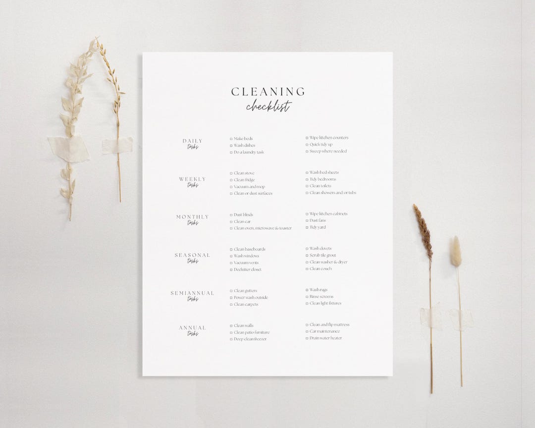 Minimal Cleaning Schedule Editable Canva - Etsy