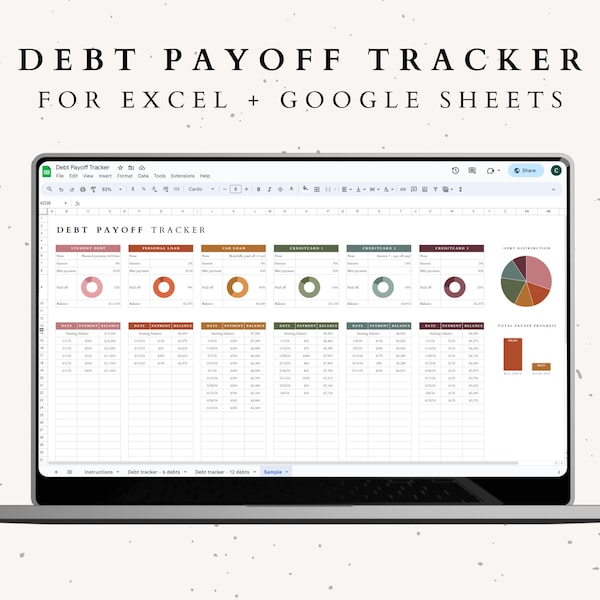 Debt Tracker Debt Payoff Tracker Google Sheets Excel Spreadsheet