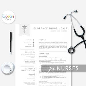 Nurse Resume Template for Google Docs, Resume Nurse, Medical Resume, RN Resume, Healthcare Resume Doctor, Instant Download Resume Template