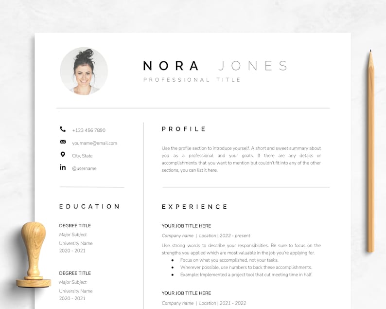Simple Clean Resume Word & Google Docs - Etsy