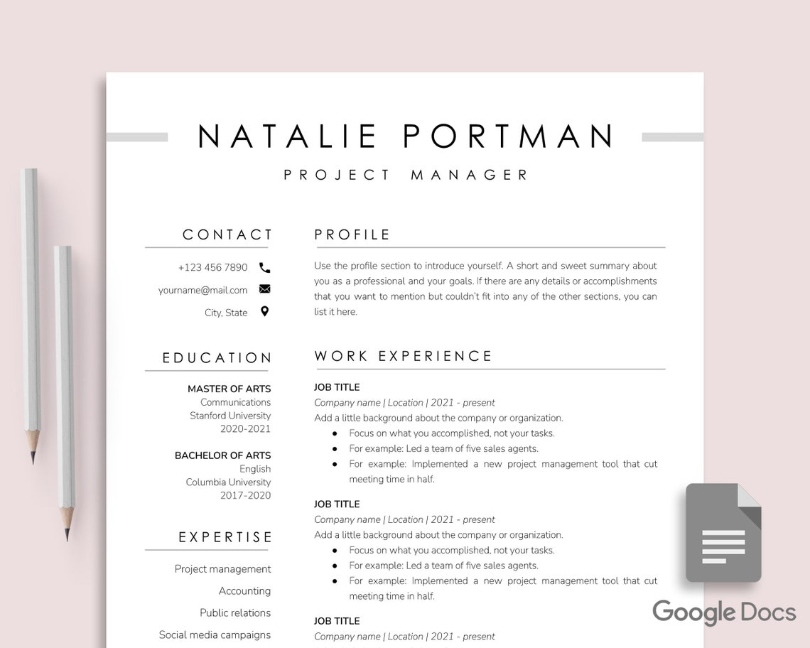 Resume Template Google Docs - Etsy