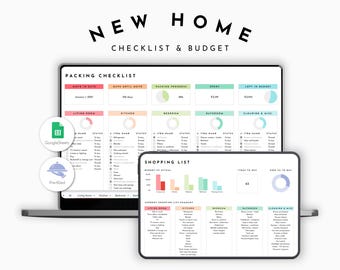 New Home Checklist for Google Sheets: Budget, Shopping and Packing List