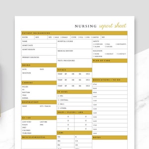 Brain Sheet Gold | Nursing Report Sheet