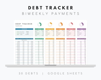 Biweekly Payments Debt Tracker Google Sheets, Debt Snowball Spreadsheet, Debt Payoff Ttracker, Google Sheets Debt Tracker