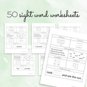 就学前および幼稚園向けの印刷可能なサイトワードワークシート 50 枚
