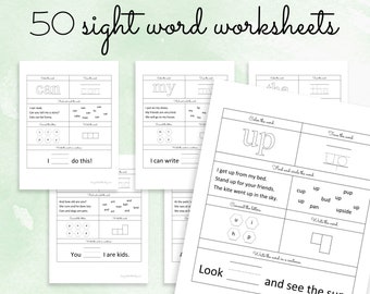 50 Printable Sight Word Worksheets For Preschool + Kindergarten