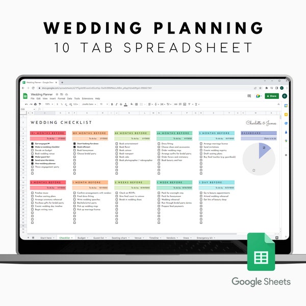 Wedding Planning Spreadsheet | Rainbow