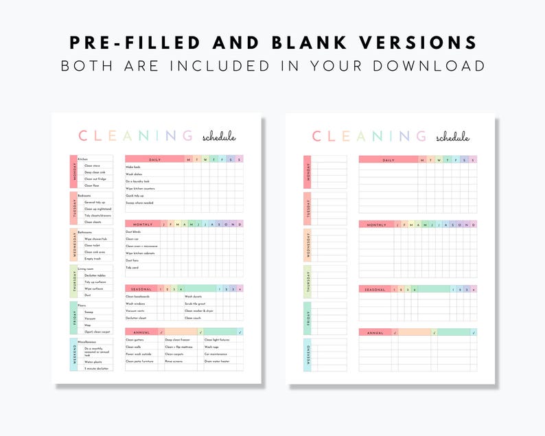 Cleaning Schedule Bundle Editable in Canva - Etsy