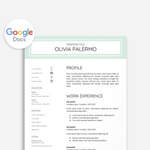 Resume Template Google Docs | Cover Letter Google Docs | Google Docs Resume  | Google Resume | Resume Google | No Microsoft Word Required
