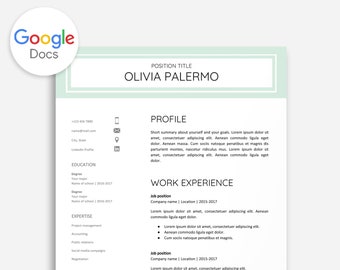 Resume Template Google Docs | Cover Letter Google Docs | Google Docs Resume  | Google Resume | Resume Google | No Microsoft Word Required