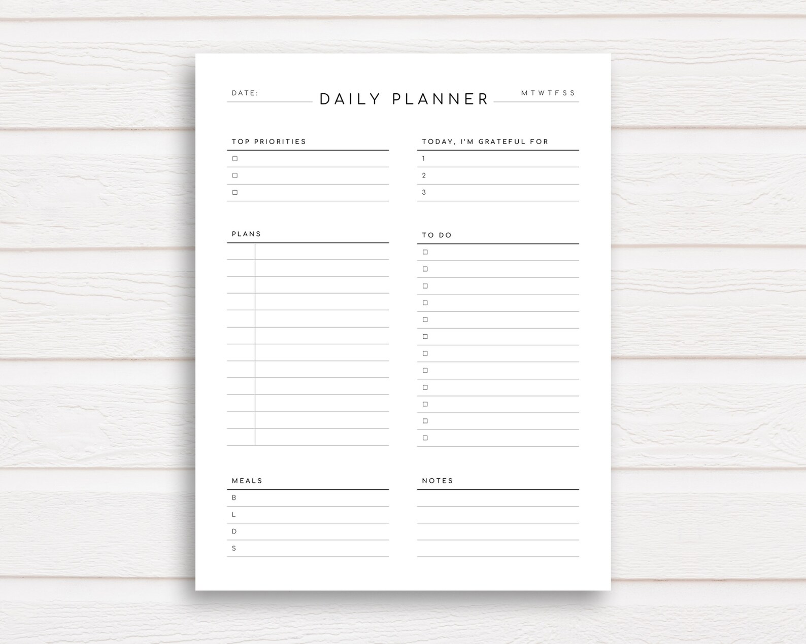 Printable Daily Planner Minimalist Day Planner Printable Etsy