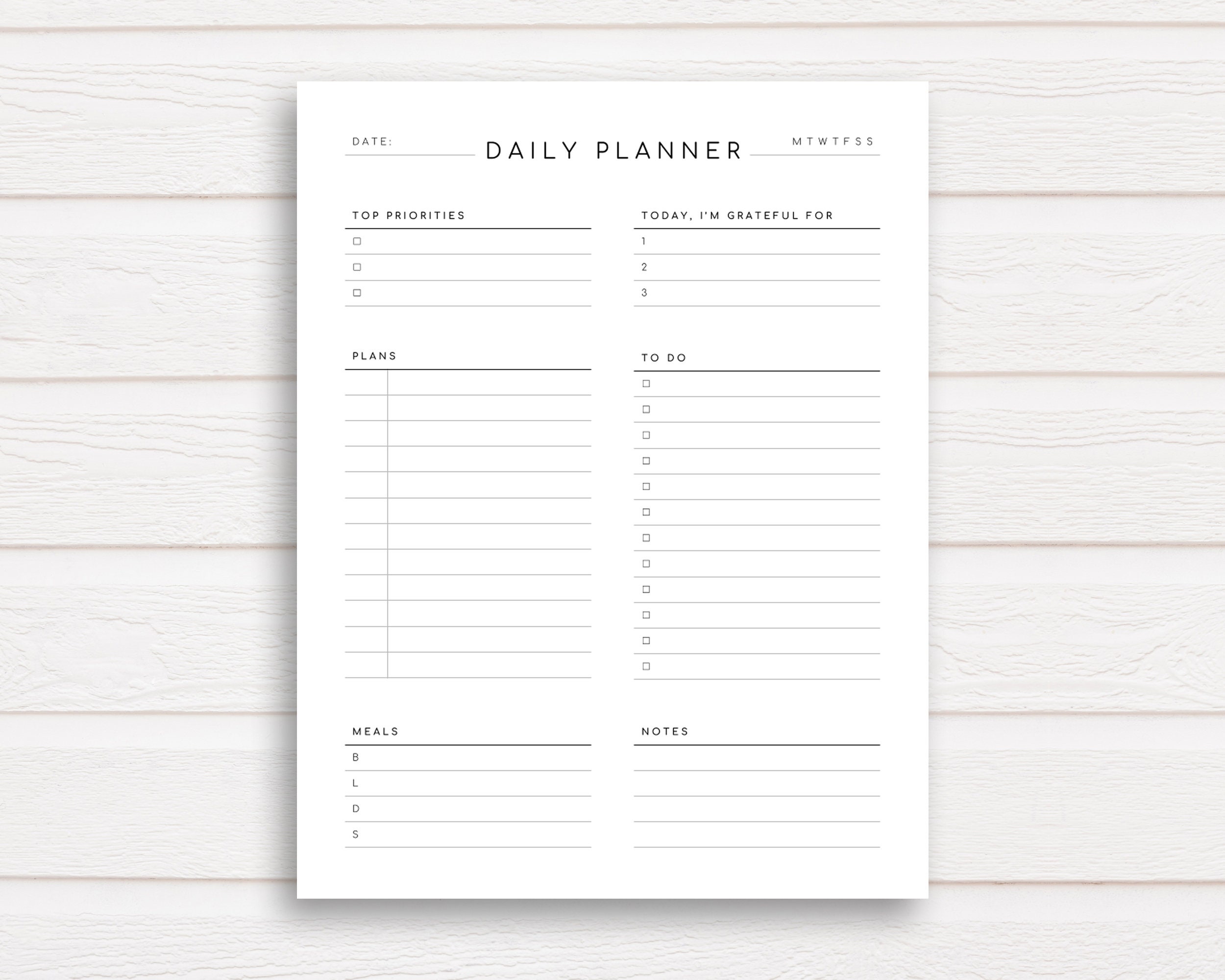 Printable Daily Planner Minimalist Day Planner Printable Etsy