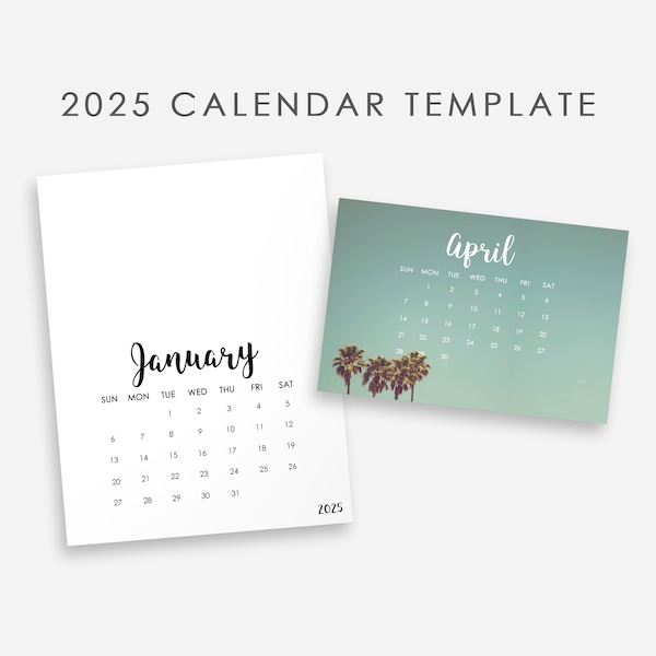 Wall Calendar 2025 Template Etsy UK