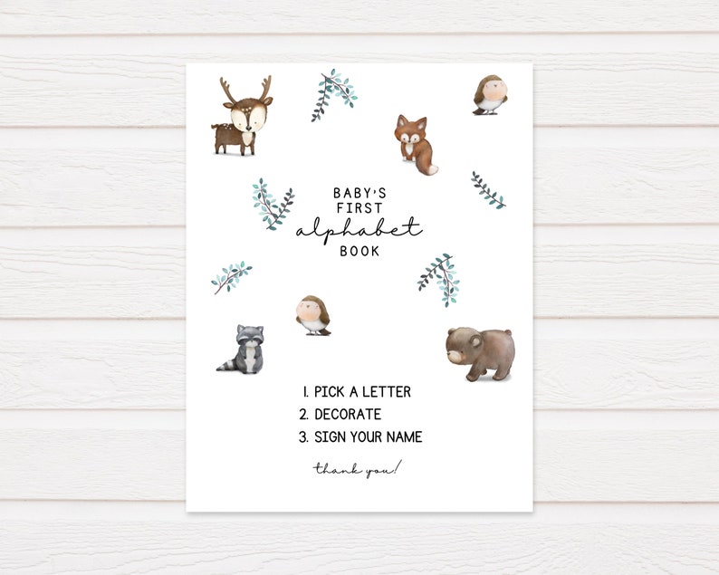 Baby's First Alphabet Book Woodland Animals Etsy