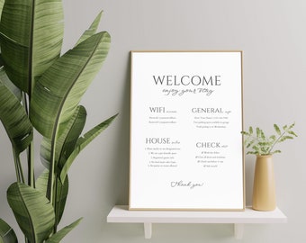 Clean & Simple Airbnb Welcome Sign Template | Google Docs